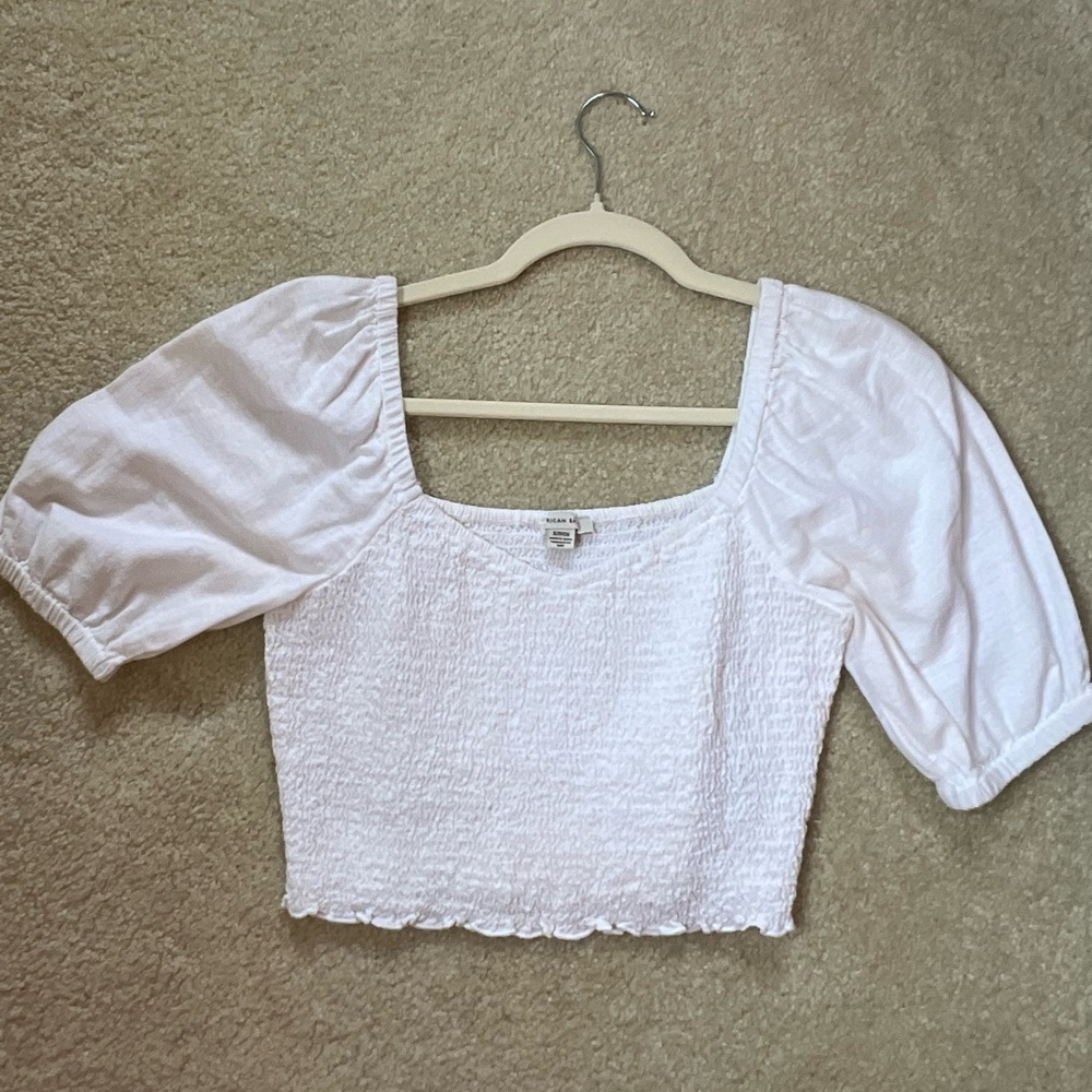 American Eagle White Peasant Top, Size Small